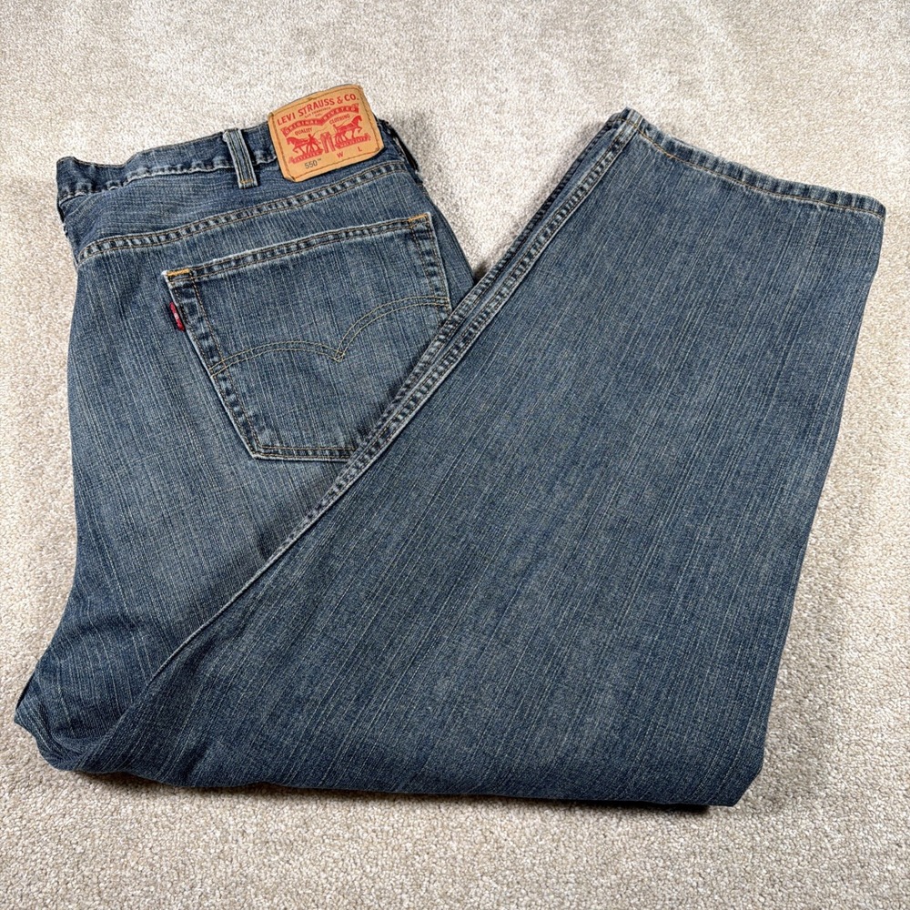 Levis Mens 550 Straight‎ Leg Blue Jeans 46 X 29 (FITS 44 X 28) Cotton Denim